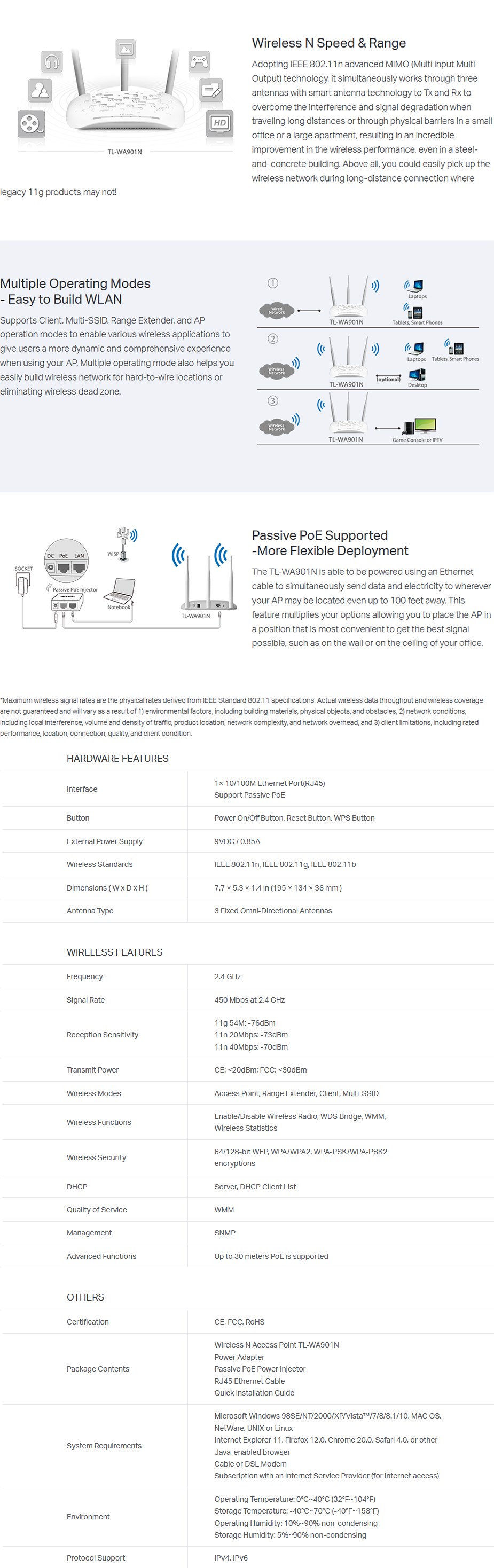 TP-Link TL-WA901N 450Mbps Wireless N Access Point - Desktop Overview 1