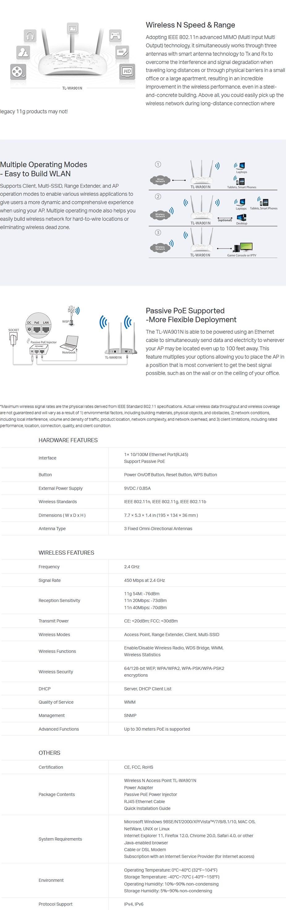 TP-Link TL-WA901N 450Mbps Wireless N Access Point - Desktop Overview 1