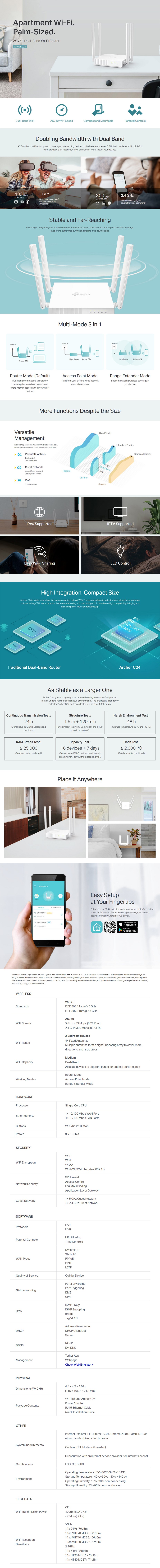 TP-Link Archer C24 AC750 Dual-Band Wi-Fi Router - Overview 1