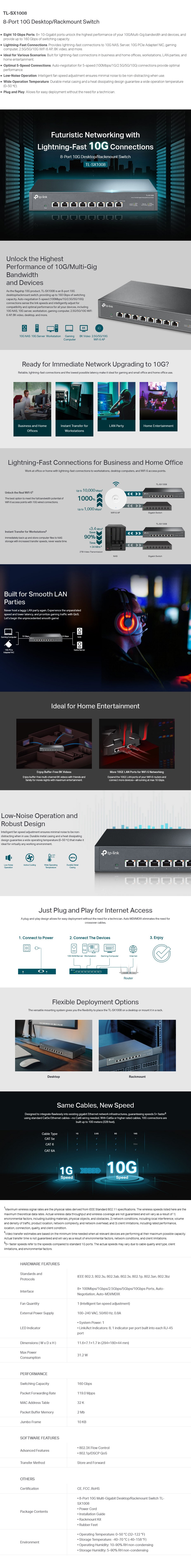 TP-Link TL-SX1008 8-Port 10G Desktop/Rackmount Switch - Desktop Overview 1