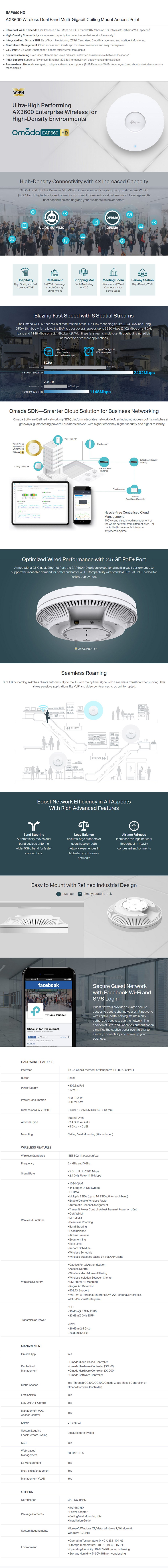 TP-Link EAP660 HD AX3600 Wireless Dual Band Multi-Gigabit Ceiling Access Point - Desktop Overview 1