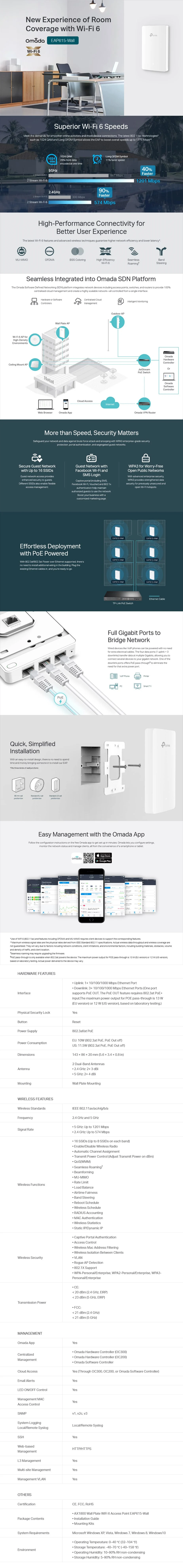 TP-Link EAP615-Wall AX1800 WiFi 6 MU-MIMO Gigabit Wall-Plate Access Point - Desktop Overview 1