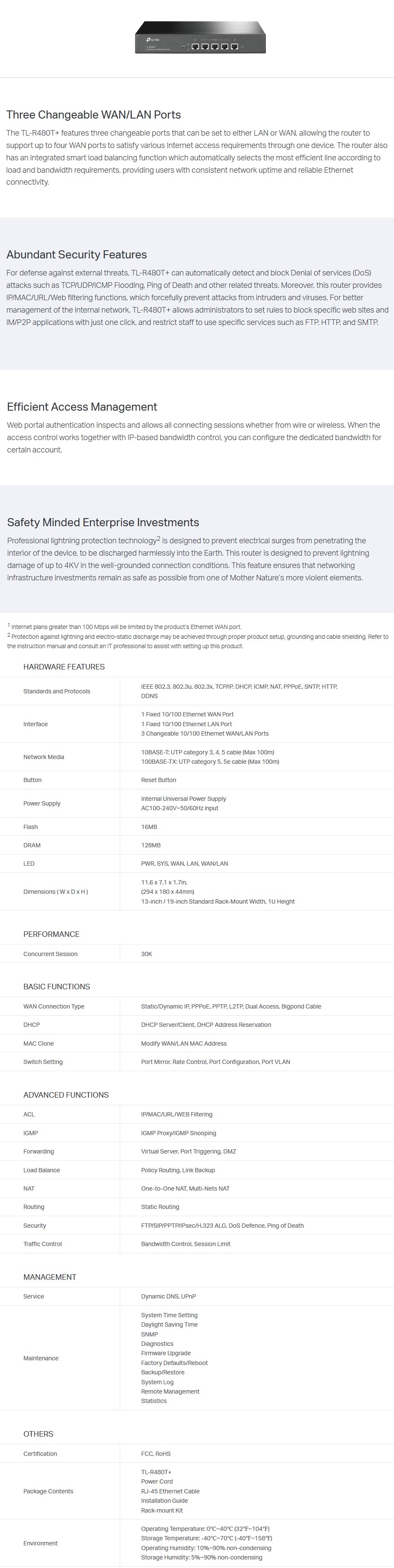 TP-Link TL-R480T+ Load Balance Broadband Router - Desktop Overview 1