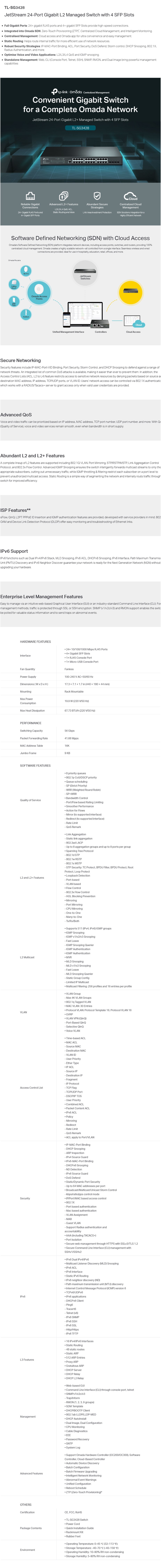 TP-Link TL-SG3428 JetStream 24-Port Gigabit L2 Managed Switch with 4 SFP Slots - Desktop Overview 1