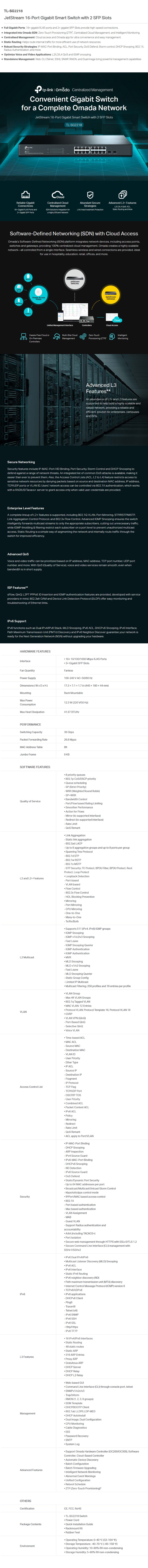 TP-Link TL-SG2218 JetStream 16-Port Gigabit Smart Switch with 2 SFP Slots - Desktop Overview 1