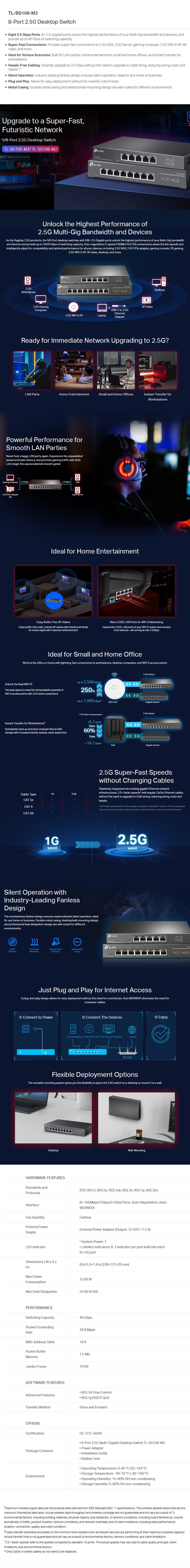 TP-Link TL-SG108-M2 8-Port 2.5G 100/1000/2500Mbps Desktop Switch - Desktop Overview 1