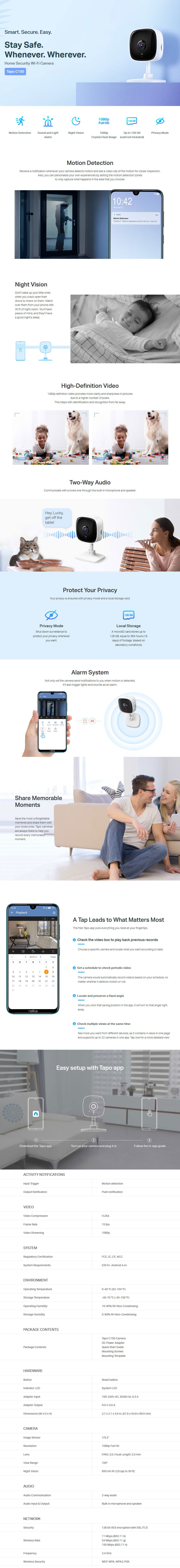 TP-Link Tapo C100 Full HD Home Security Wi-Fi Camera - Desktop Overview 1