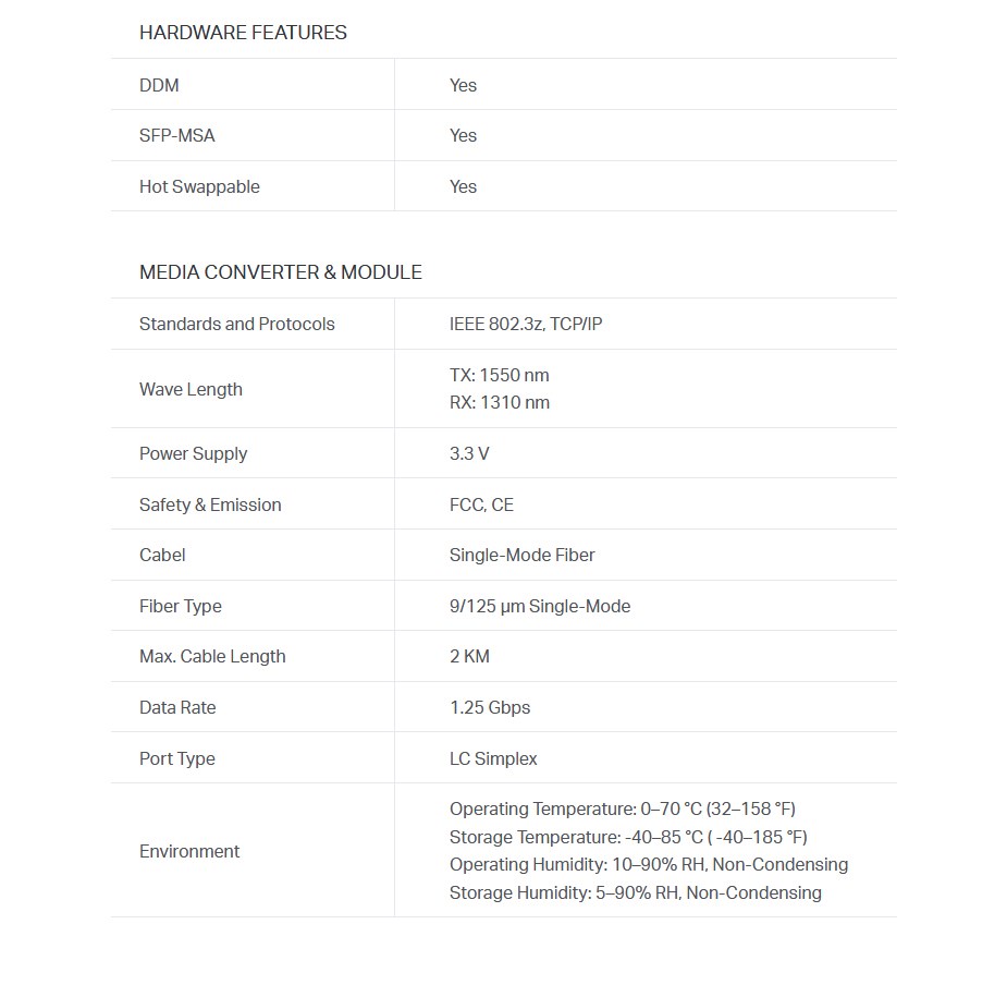 TP-Link TL-SM321A-2 1000Base-Bx WDM Bi-Directional SFP Module - Overview 1