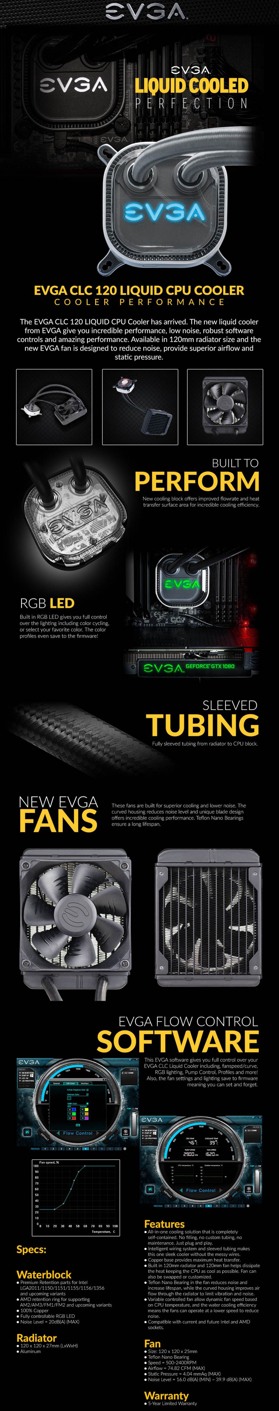EVGA CLC 120 RGB LED 120mm Liquid CPU Cooler - Desktop Overview 1