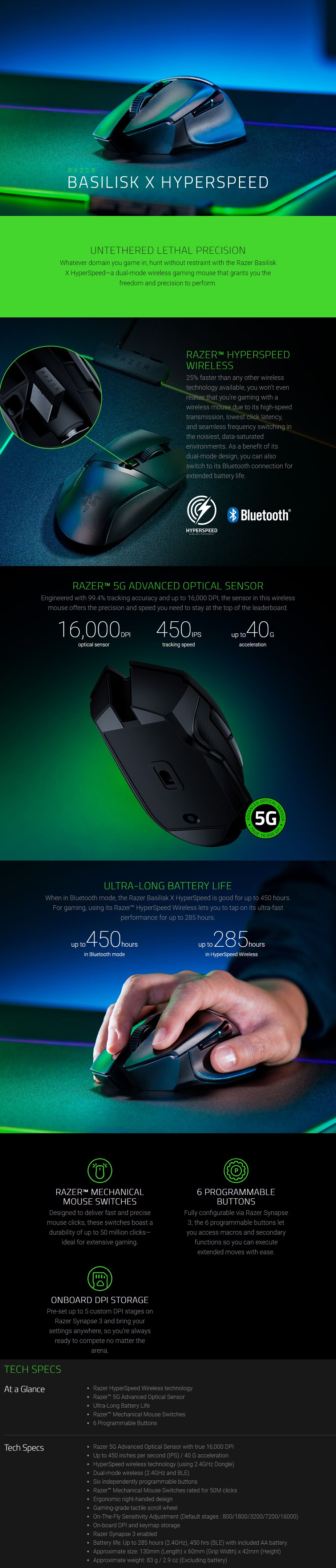 Razer Basilisk X HyperSpeed Wireless Optical Gaming Mouse - Overview 1