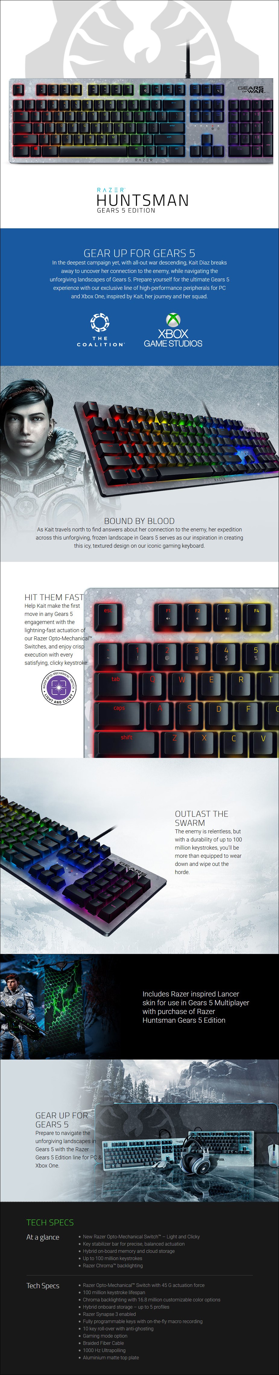 Razer Huntsman Elite Opto-Mechanical Gaming Keyboard - Gears 5 Edition - Overview 1