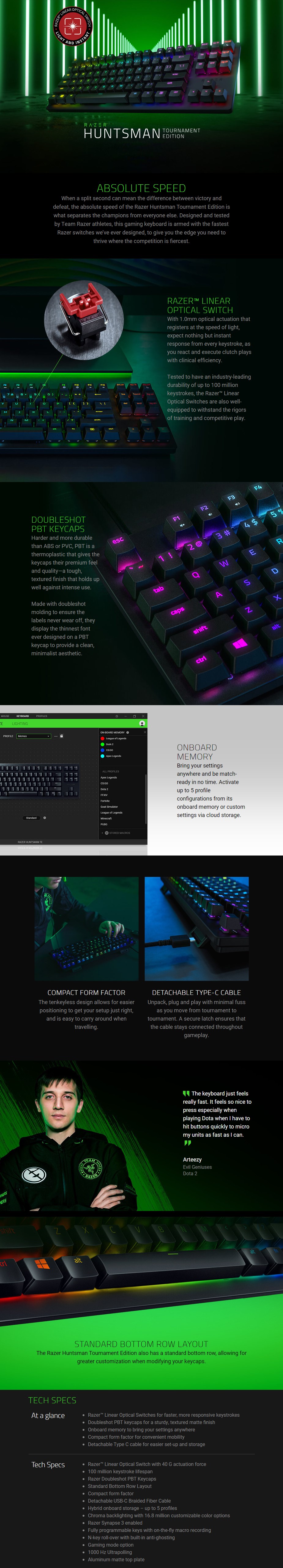 Razer Huntsman Tournament Edition TKL Gaming Keyboard - Linear Optical Switch - Overview 1