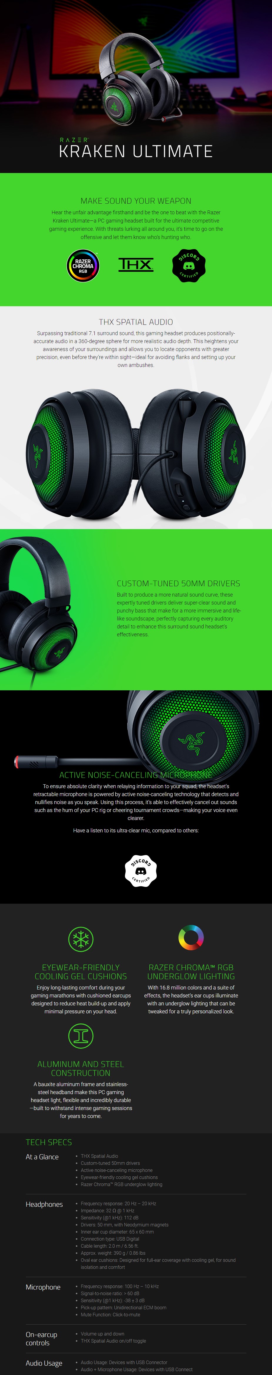 Razer Kraken Ultimate USB Surround Sound Chroma Gaming Headset - Overview 1