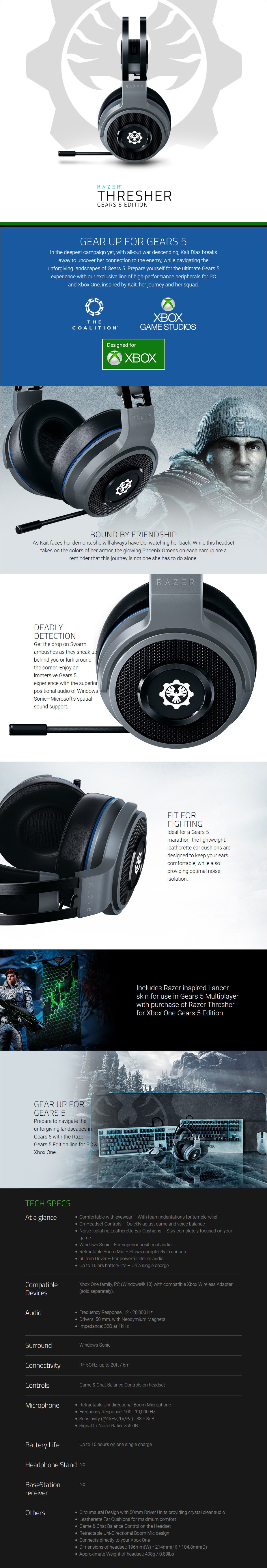 razer headset software on Razer Rz04 02240200 R3m1 Thresher Wireless Gaming Headset For Xboxone Gears 5 Edition Frml Pkg