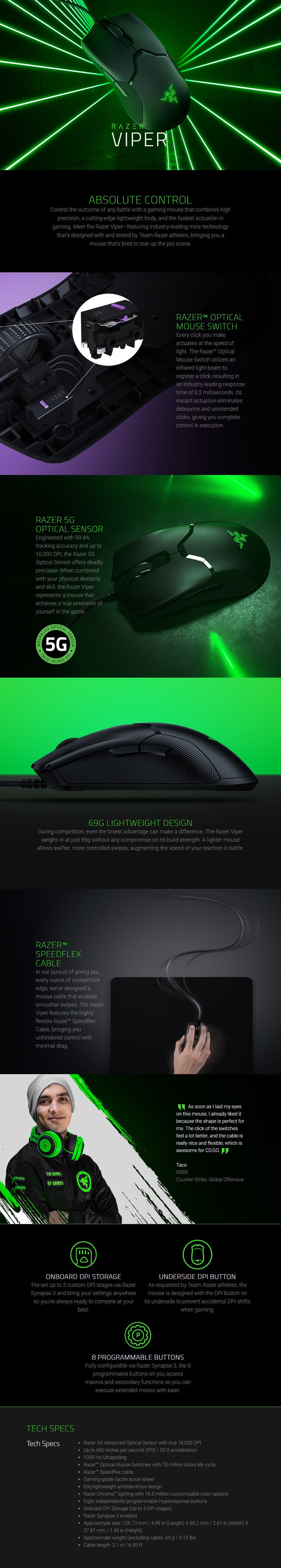 Razer Viper Optical Gaming Mouse - Overview 1