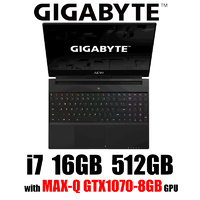 Gigabyte AERO15-1070-BK81 15.6"FHD 144Hz Max-Q Core i7 8750HQ 8G-GTX1070 16G 512GB SSD W10 2Y Warranty