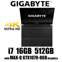 Gigabyte AERO15-1070-BK82P 15.6"UHD Max-Q Core i7 8G-GTX1070 16G 512GB SSD W10P