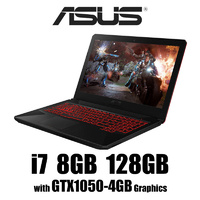 ASUS 15" FX504GD-E4081T FHD i7-8750H (Hexa(6) Core) 2.2GHz~4.1GHz, 8GB RAM, 128GB SSD + 1TB HDD, 4GB GTX1050 W10