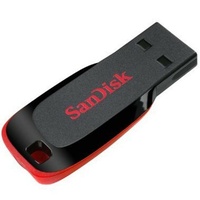 SanDisk Cruzer Blade USB Flash Drive, CZ50 64GB, USB2.0, Black with red accent,