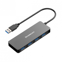 Simplecom CH319-BK Ultra Slim Aluminium 4 Port USB 3.0 Hub for PC Mac Laptop Black