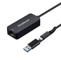 Simplecom NU405 SuperSpeed USB-C and USB-A to 2.5G Ethernet Network Adapter Aluminium 2.5Gbps LAN