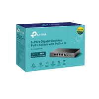 TP-Link TL-SG1005P-PD 5-Port Gigabit Desktop PoE+ Switch with 1-Port PoE++ In and 4-Port PoE+Out