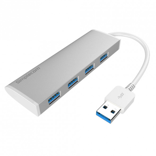 Simplecom CH309-SL Ultra Slim Aluminium USB 3.0 External 4 Port Hub for PC Mac Laptop - Sliver
