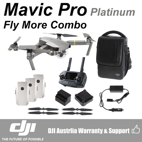 DJI Mavic Pro Platinum 4K UHD Mini Drone with Controller Fly More Combo Kit CP.PT.00000067.01