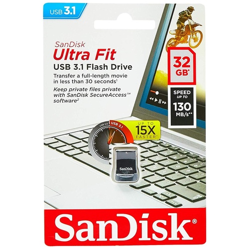 SanDisk SDCZ430-032G-G46 Ultra Fit USB 3.1 Flash Drive, CZ430 32GB, USB3.1, Blac