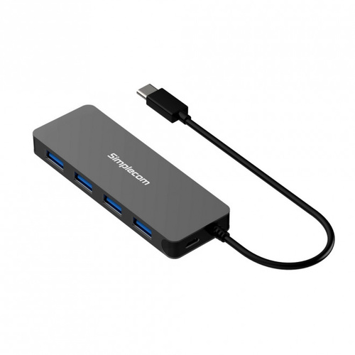 Simplecom CH320 Ultra Slim Aluminium USB3.1 Type C to 4 Port USB3.0 HUB - Black