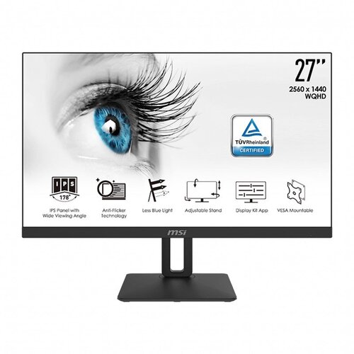 MSI PRO MP271QP 27" WQHD 75Hz Pivot/Swivel/Tilt/Height Adjustable Anti-Glare IPS Business Monitor