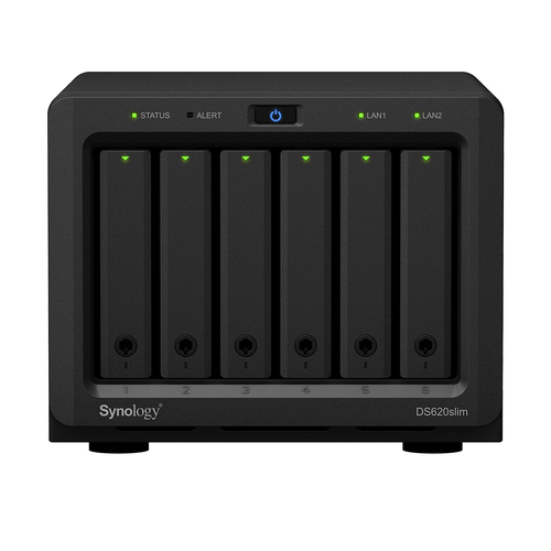 Synology DiskStation DS620Slim 6-Bay 2.5" Diskless 2xGbE NAS, Intel Celeron, 2 GB DDR3L RAM, 2xUSB 3.0 - 2.5" DRIVES O