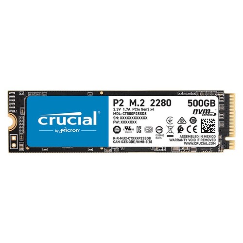 Crucial P2 2100MB/s 3D NAND NVMe PCIe M.2 SSD 500GB