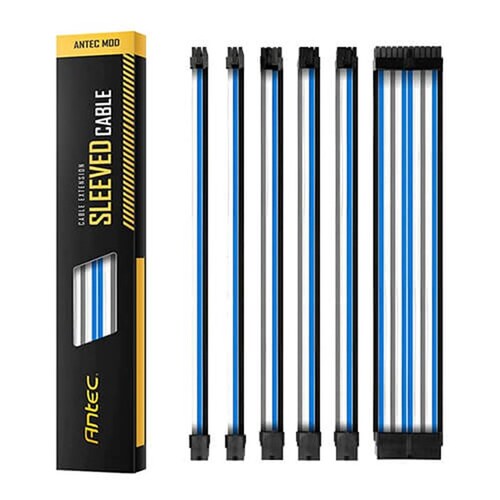 Antec PSU Sleeved Extension Cable Kit V2 - Blue/White/Black (compatible with any brand PSU)