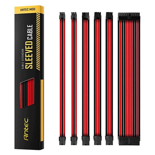 Antec PSU Sleeved Extension Cable Kit V2 - Red/Black (compatible with any brand PSU)