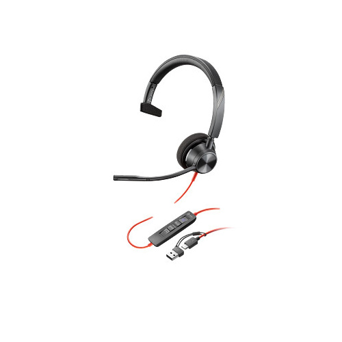HP  Poly Blackwire 3310 Microsoft Teams Certified Headset +USB-C/A Adapter TAA 760Q7AA