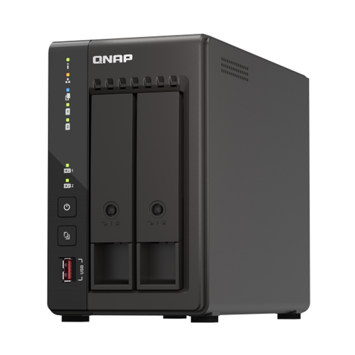 QNAP 2-BAY NAS (NO DISK) CELERON QC 2.0GHz, 8GB, 2.5GbE(2),M.2(2),HDMI(2), TWR, 2YR WTY