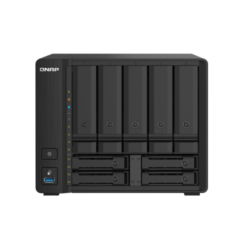 QNAP 5+4-BAY NAS (NO DISK), ALPINE QC 1.7GHz, 4GB, 2.5GbE(2),10GbE SFP+(2), TWR, 2YR WTY