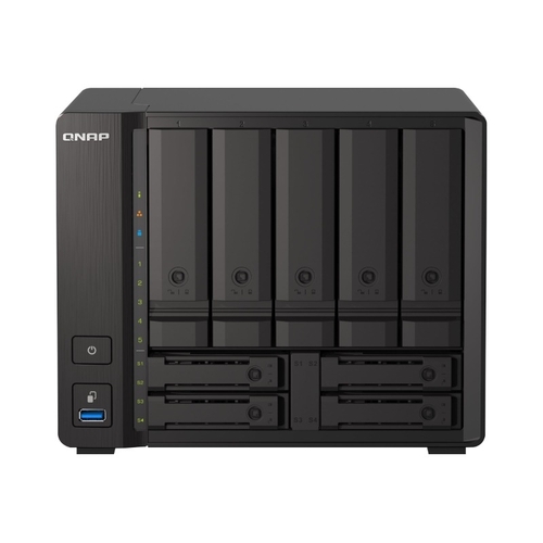 QNAP 5+4 BAY NAS (NO DISK),RYZEN QC 2.2GHz, 32GB, 2.5GbE(2),10GbE (1), 3YR WTY