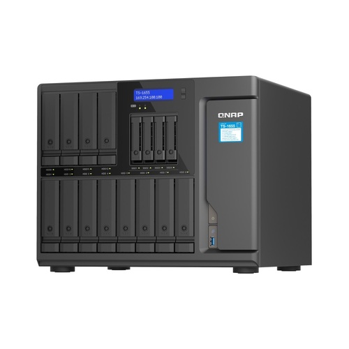QNAP 12+4 BAY NAS (NO DISK) ATOM 8-CORE 2.8GHz, 8GB, 2.5GbE(2), M.2(2), 3YR WTY
