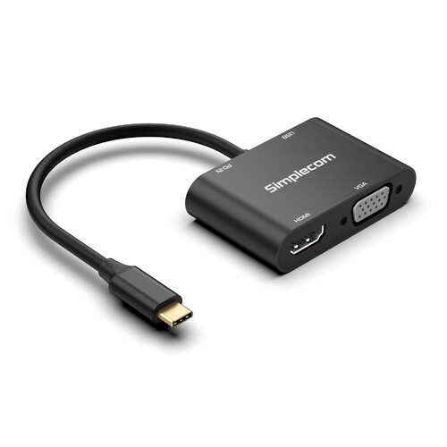   Simplecom DA440 4-in-1 USB-C Multiport Adapter with Power Delivery USB 3.0 VGA HDMI