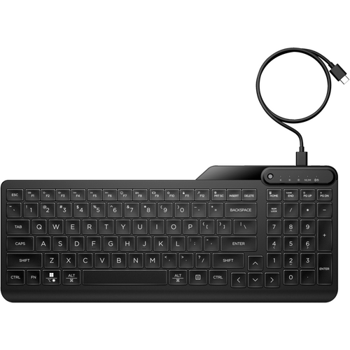 HP 405 Multi-Device Backlit Wired Keyboard - Black [7N7C1AA]