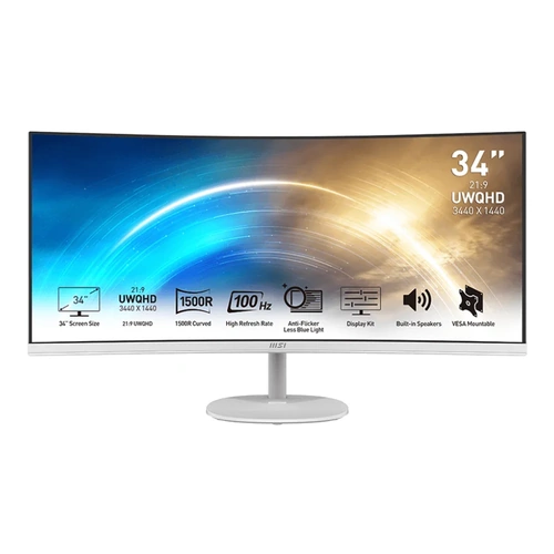 MSI PRO MP341CQW 34" UWQHD 100Hz 1ms VA Curved Business Monitor White