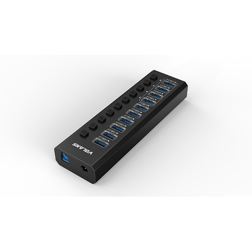 Aluminium 10-Port USB3.0 Hub with 4 fast charging ports